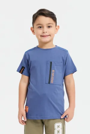 Boys Blue Short Sleeve T-Shirt With Pocket