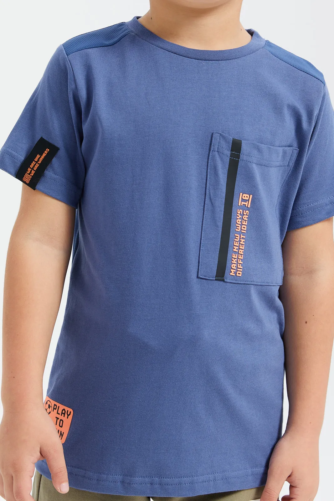 Boys Blue Short Sleeve T-Shirt With Pocket