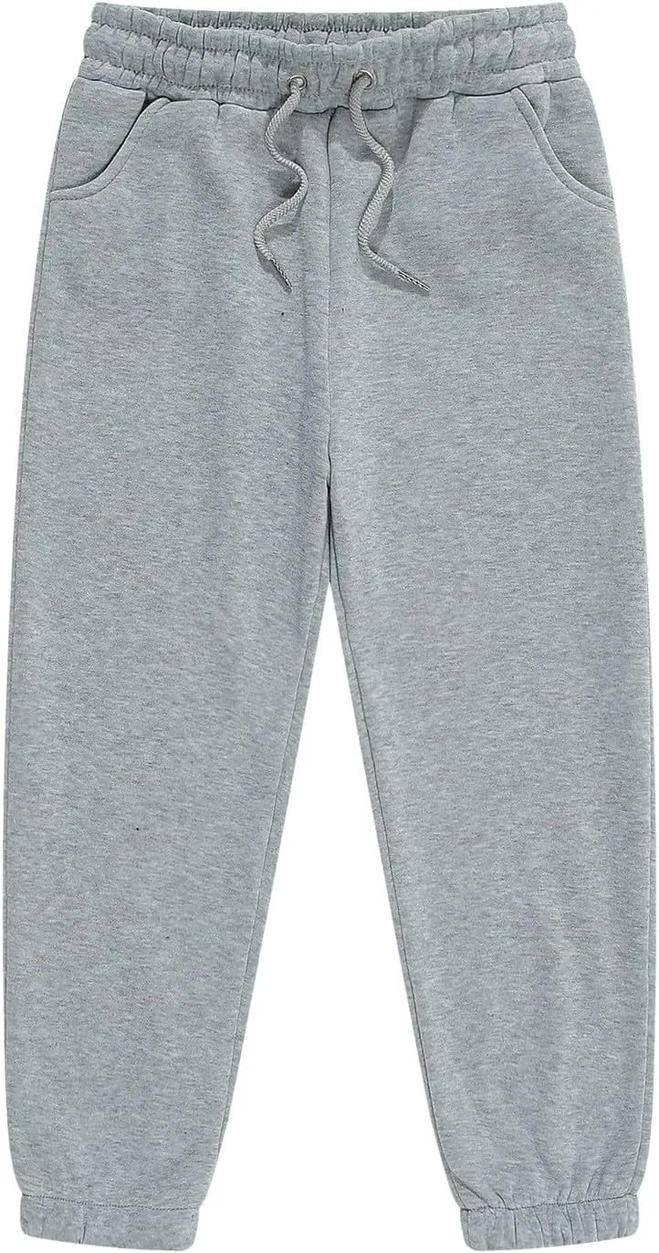 Boys Girls Fleece Sweatpants Solid Color Pants Kids Athletic Elastic Waist Leggings Leisure Outdoor