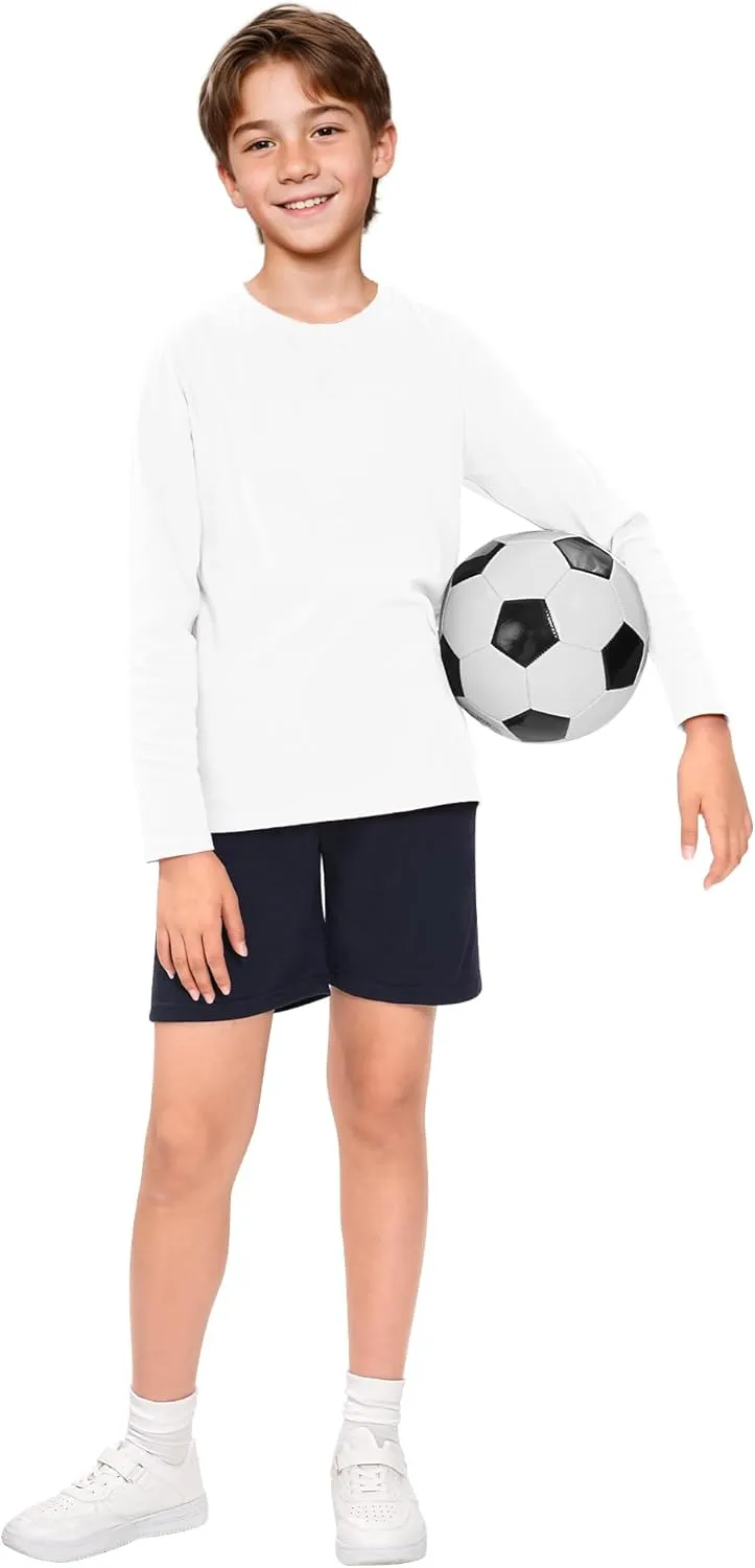 Boys Long Sleeve Shirts Cotton Crewneck T-Shirts for Boy Kids Basic Tee Sweatshirt 7-14 Years