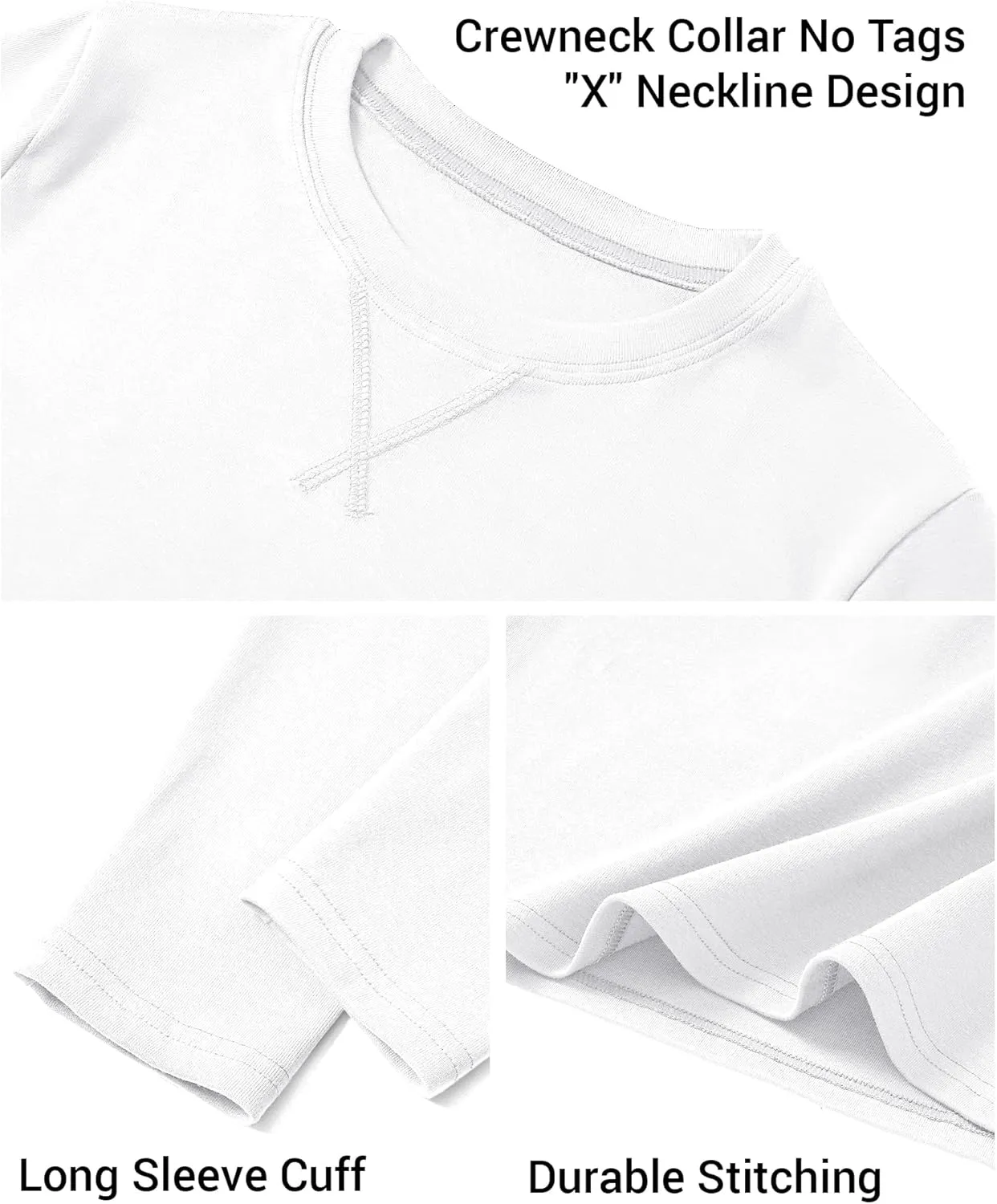 Boys Long Sleeve Shirts Cotton Crewneck T-Shirts for Boy Kids Basic Tee Sweatshirt 7-14 Years