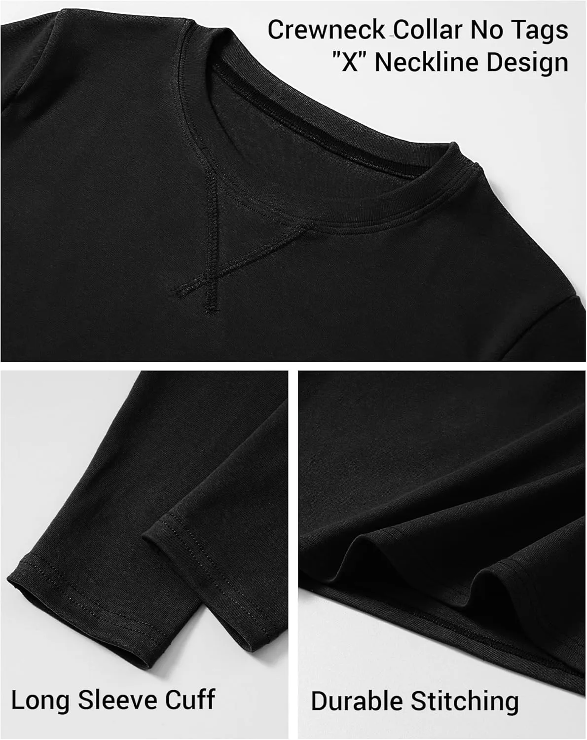 Boys Long Sleeve Shirts Cotton Crewneck T-Shirts for Boy Kids Basic Tee Sweatshirt 7-14 Years