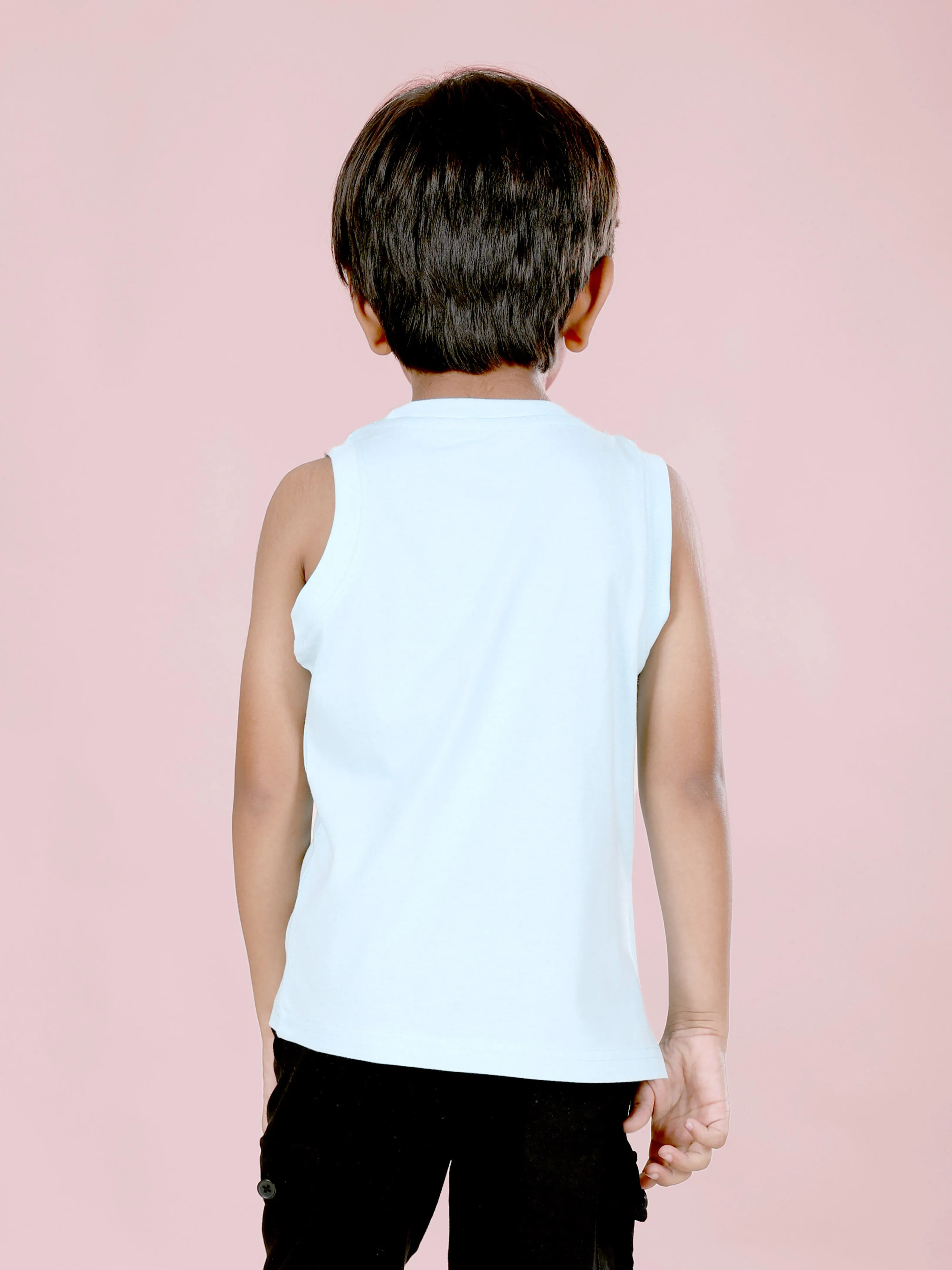 Boys Sleeveless " HOLIDAY " Printed Tee