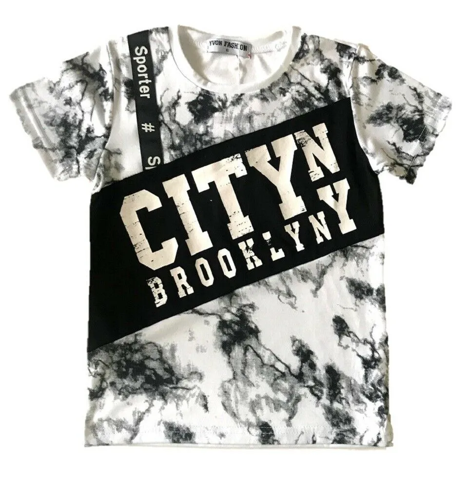 Boys Urban Style NYC Brooklyn Streetwear Short Sleeve Graphic T-Shirts