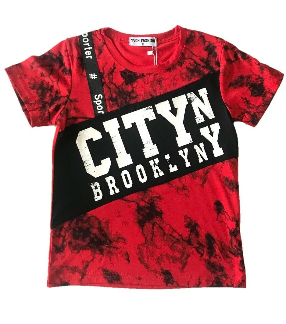 Boys Urban Style NYC Brooklyn Streetwear Short Sleeve Graphic T-Shirts
