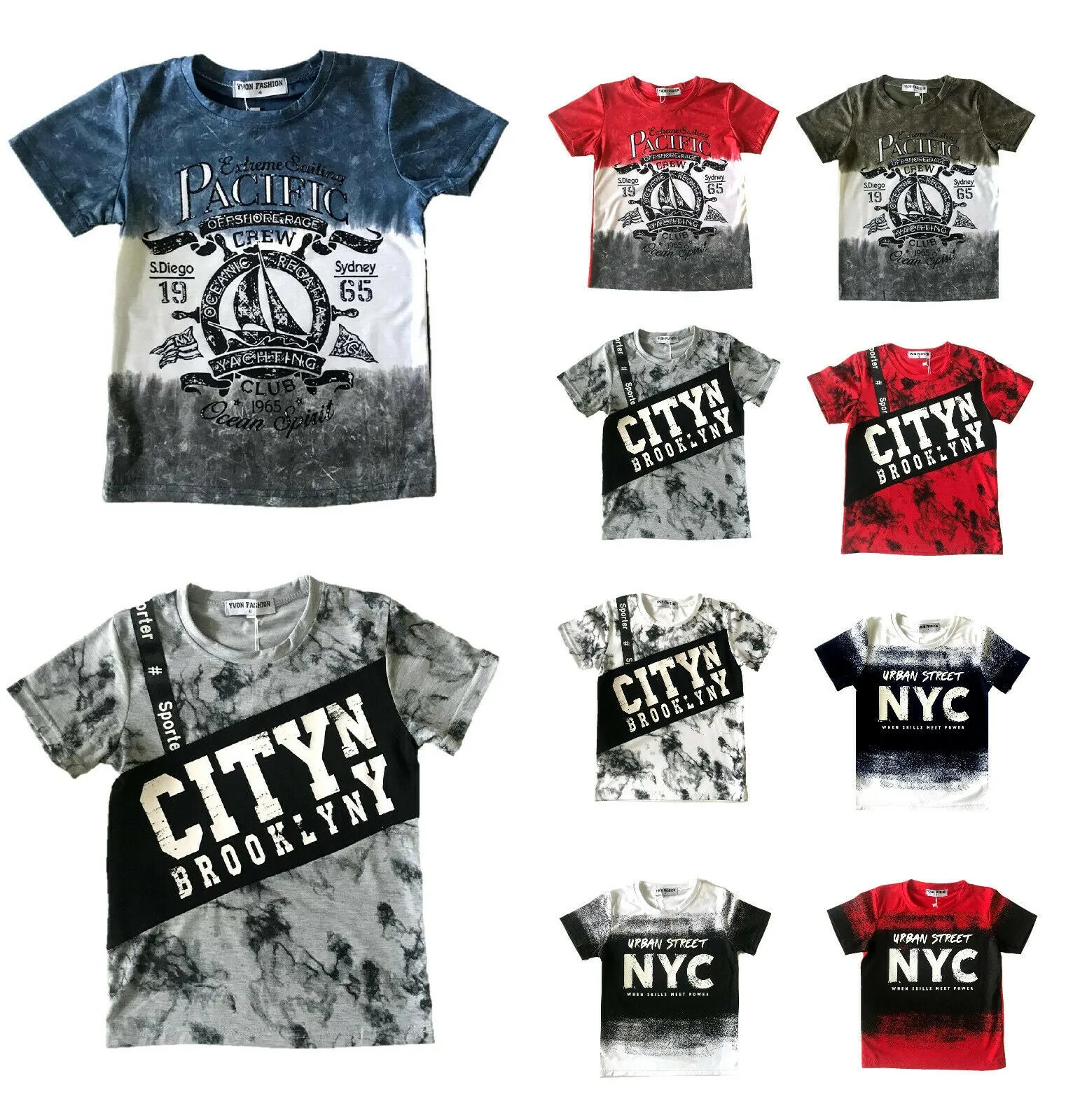 Boys Urban Style NYC Brooklyn Streetwear Short Sleeve Graphic T-Shirts