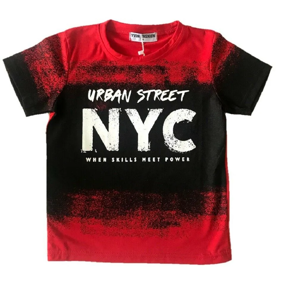Boys Urban Style NYC Brooklyn Streetwear Short Sleeve Graphic T-Shirts