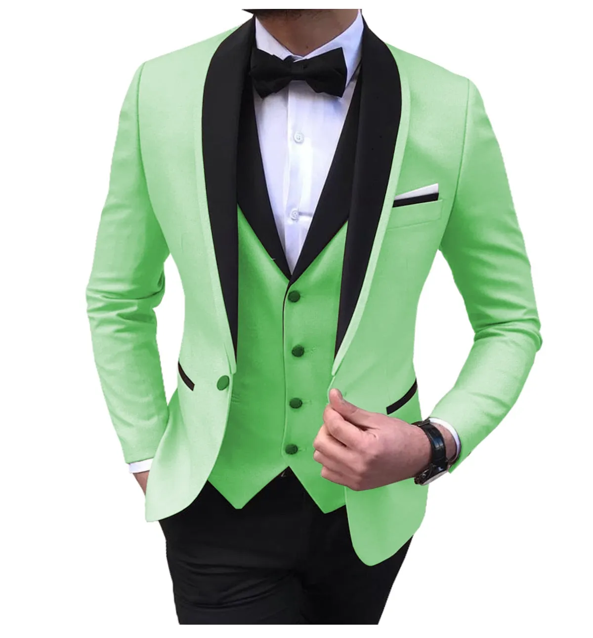 BRADLEY VIP SUITS Men's Fashion Formal 3 Piece Tuxedo (Jacket   Pants   Vest) Blue Suit Set