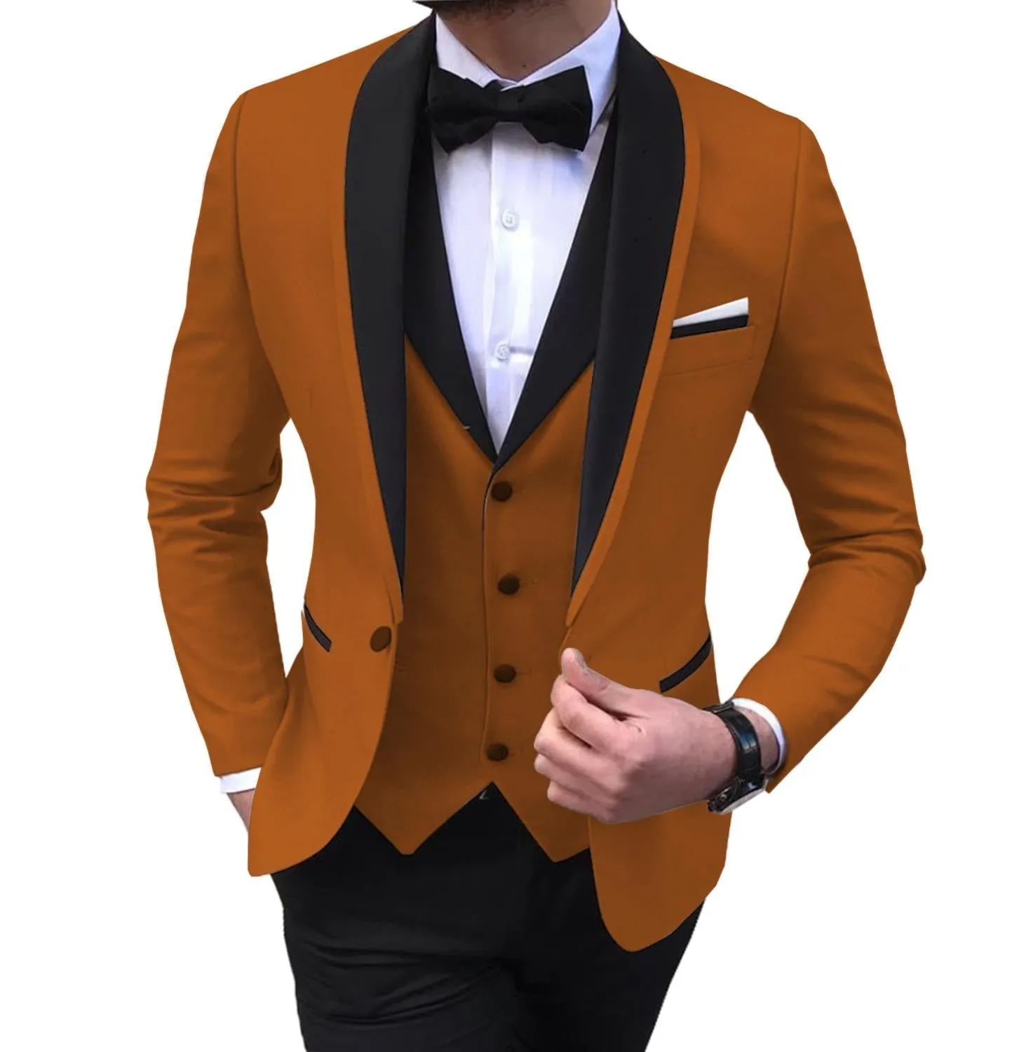 BRADLEY VIP SUITS Men's Fashion Formal 3 Piece Tuxedo (Jacket   Pants   Vest) Blue Suit Set