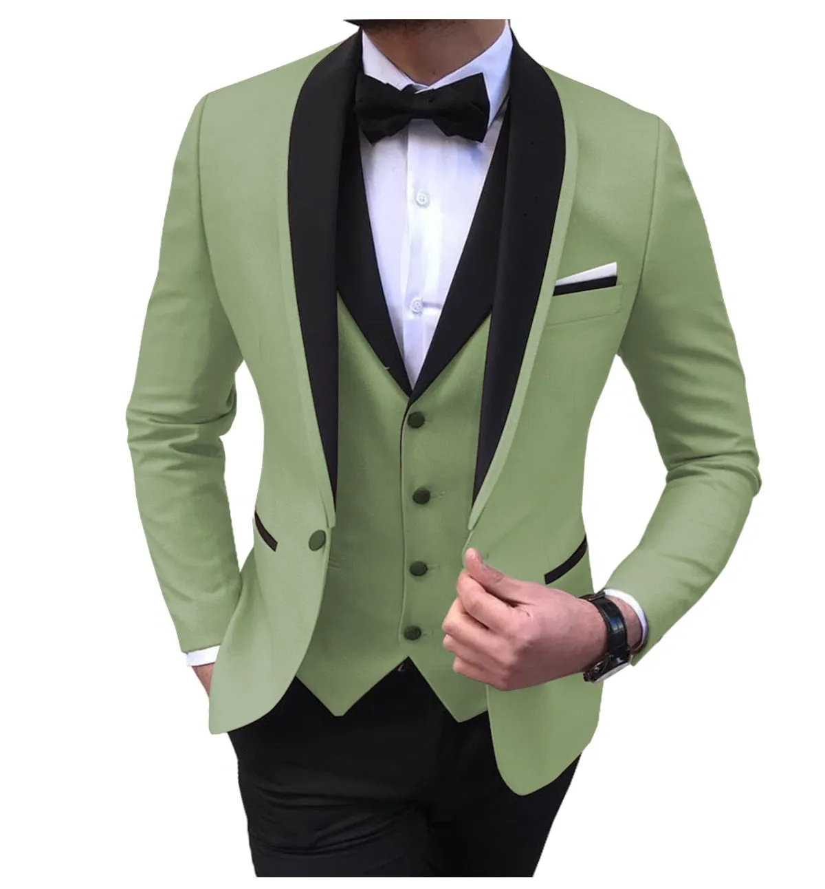 BRADLEY VIP SUITS Men's Fashion Formal 3 Piece Tuxedo (Jacket   Pants   Vest) Blue Suit Set