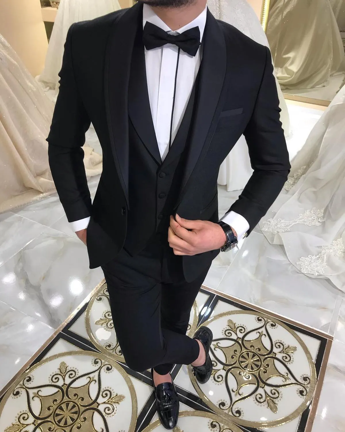 BRADLEY VIP SUITS Men's Fashion Formal 3 Piece Tuxedo (Jacket   Pants   Vest) Blue Suit Set