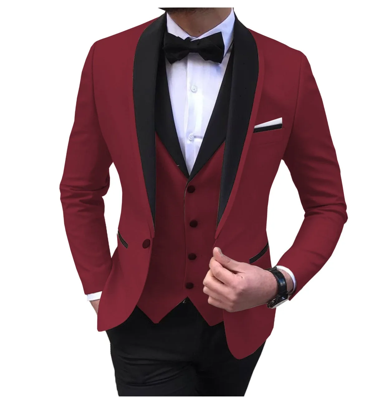 BRADLEY VIP SUITS Men's Fashion Formal 3 Piece Tuxedo (Jacket   Pants   Vest) Blue Suit Set