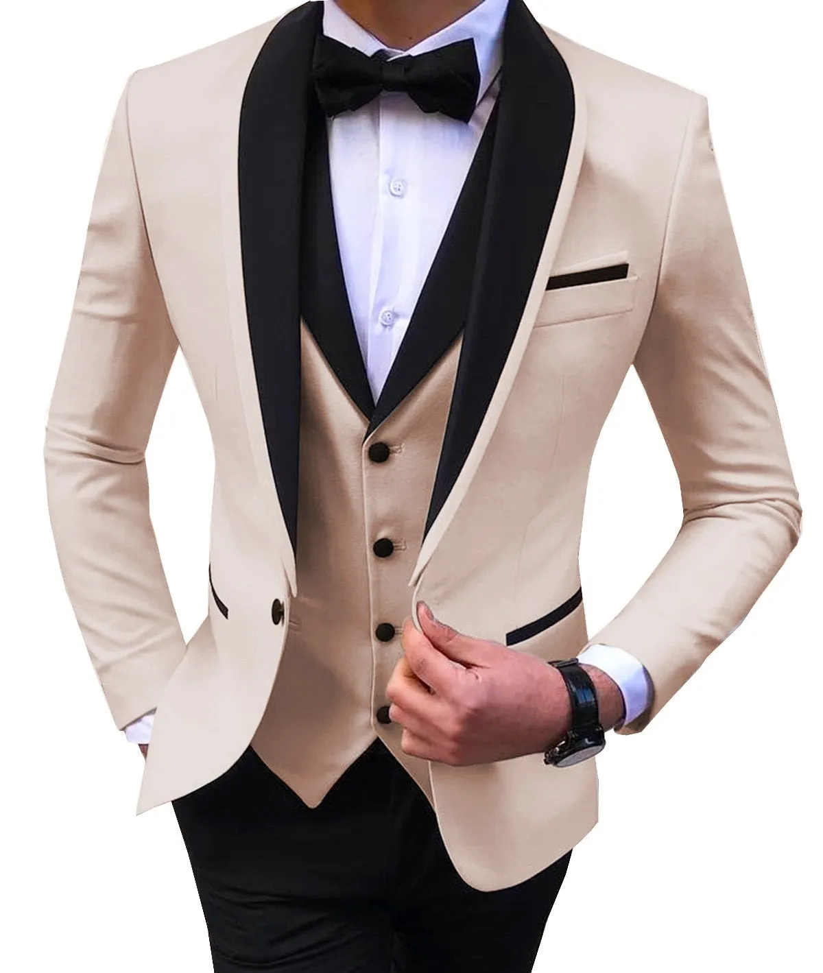 BRADLEY VIP SUITS Men's Fashion Formal 3 Piece Tuxedo (Jacket   Pants   Vest) Light Blue Sky Blue Suit Set