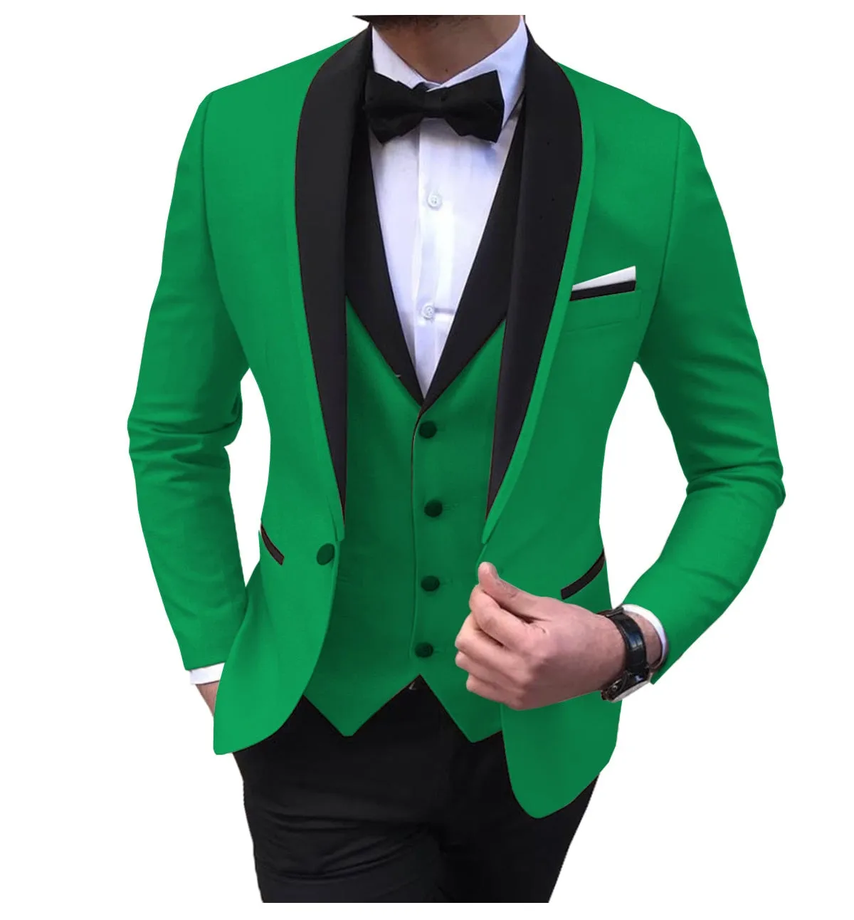 BRADLEY VIP SUITS Men's Fashion Formal 3 Piece Tuxedo (Jacket   Pants   Vest) Red Suit Set