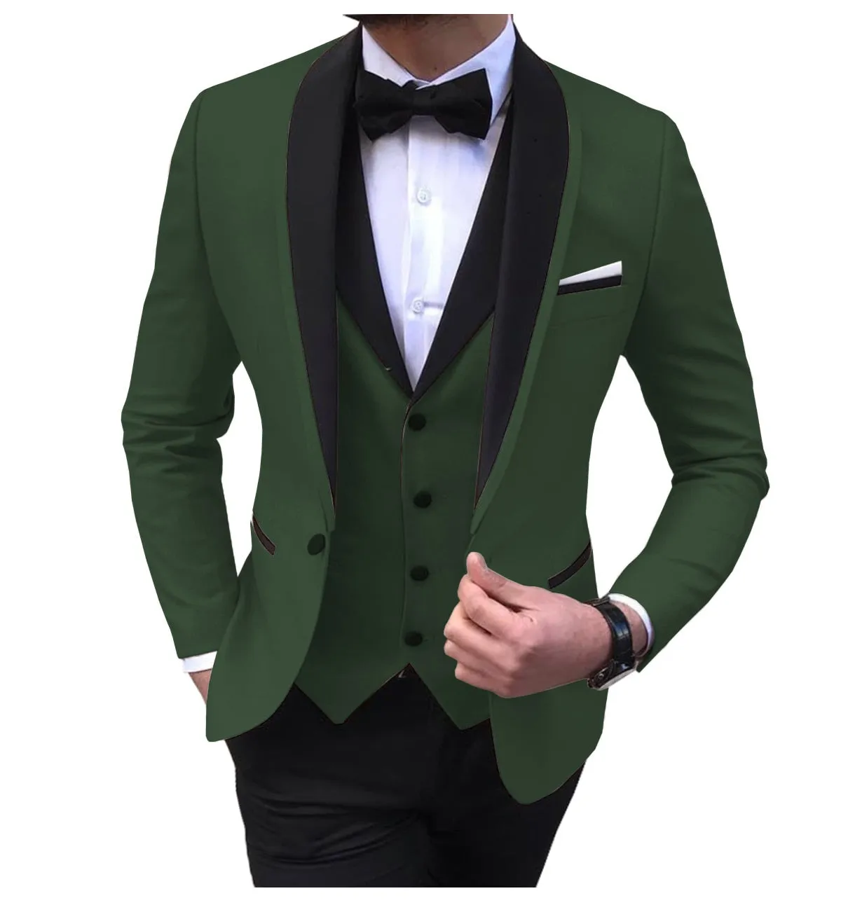 BRADLEY VIP SUITS Men's Fashion Formal 3 Piece Tuxedo (Jacket   Pants   Vest) Red Suit Set