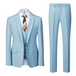 BRADLEY VIP SUITS Men's Fashion Formal Business & Special Events Wear 3 Piece (Jacket   Pants   Vest) Light Blue Sky Blue Suit Set