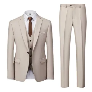 BRADLEY VIP SUITS Men's Fashion Formal Business & Special Events Wear 3 Piece Suit for Business Meetings Job Interviews Church Services Suits (Jacket   Pants   Vest) Light Khaki Brown Suit Set