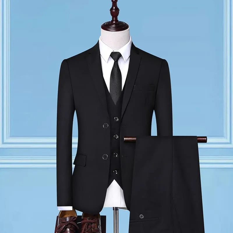 BRADLEY VIP SUITS Men's Fashion Formal Business & Special Events Wear 3 Piece Suit for Business Meetings Job Interviews Church Services Suits (Jacket   Pants   Vest) Navy Blue Suit Set