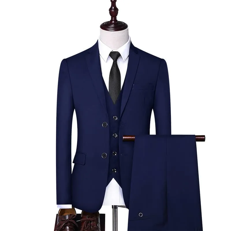 BRADLEY VIP SUITS Men's Fashion Formal Business & Special Events Wear 3 Piece Suit for Business Meetings Job Interviews Church Services Suits (Jacket   Pants   Vest) Navy Blue Suit Set