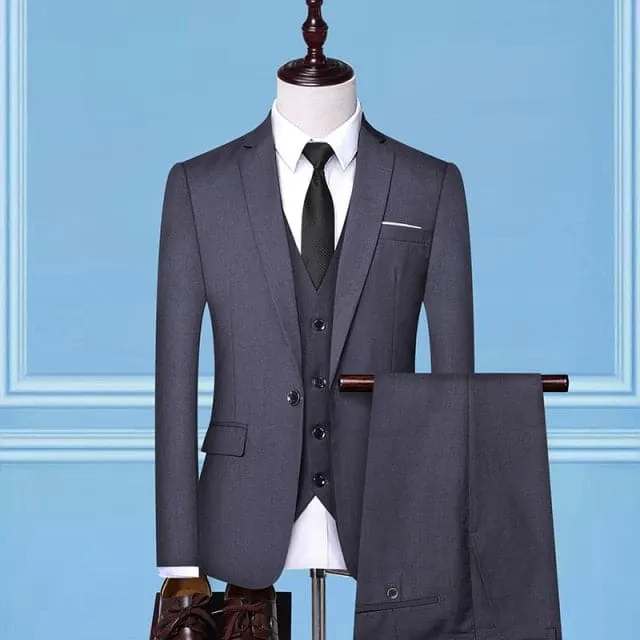 BRADLEY VIP SUITS Men's Fashion Formal Business & Special Events Wear 3 Piece Suit for Business Meetings Job Interviews Church Services Suits (Jacket   Pants   Vest) Navy Blue Suit Set