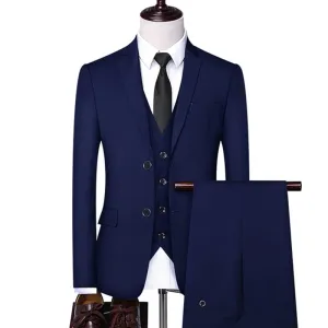 BRADLEY VIP SUITS Men's Fashion Formal Business & Special Events Wear 3 Piece Suit for Business Meetings Job Interviews Church Services Suits (Jacket   Pants   Vest) Navy Blue Suit Set