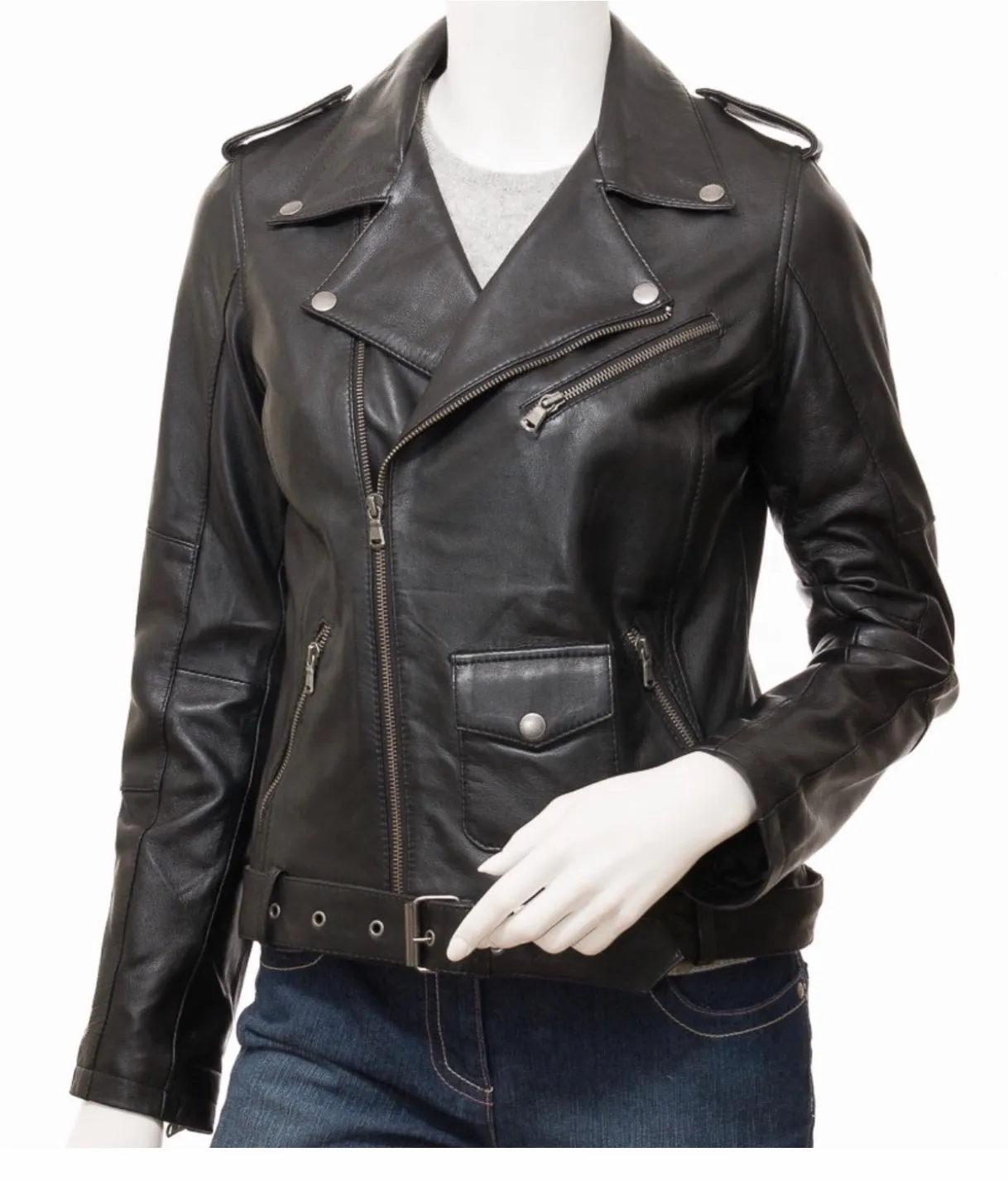 Brando Biker Sheep nappa Leather Jacket (Perfecto) in women's fit.113L-NA
