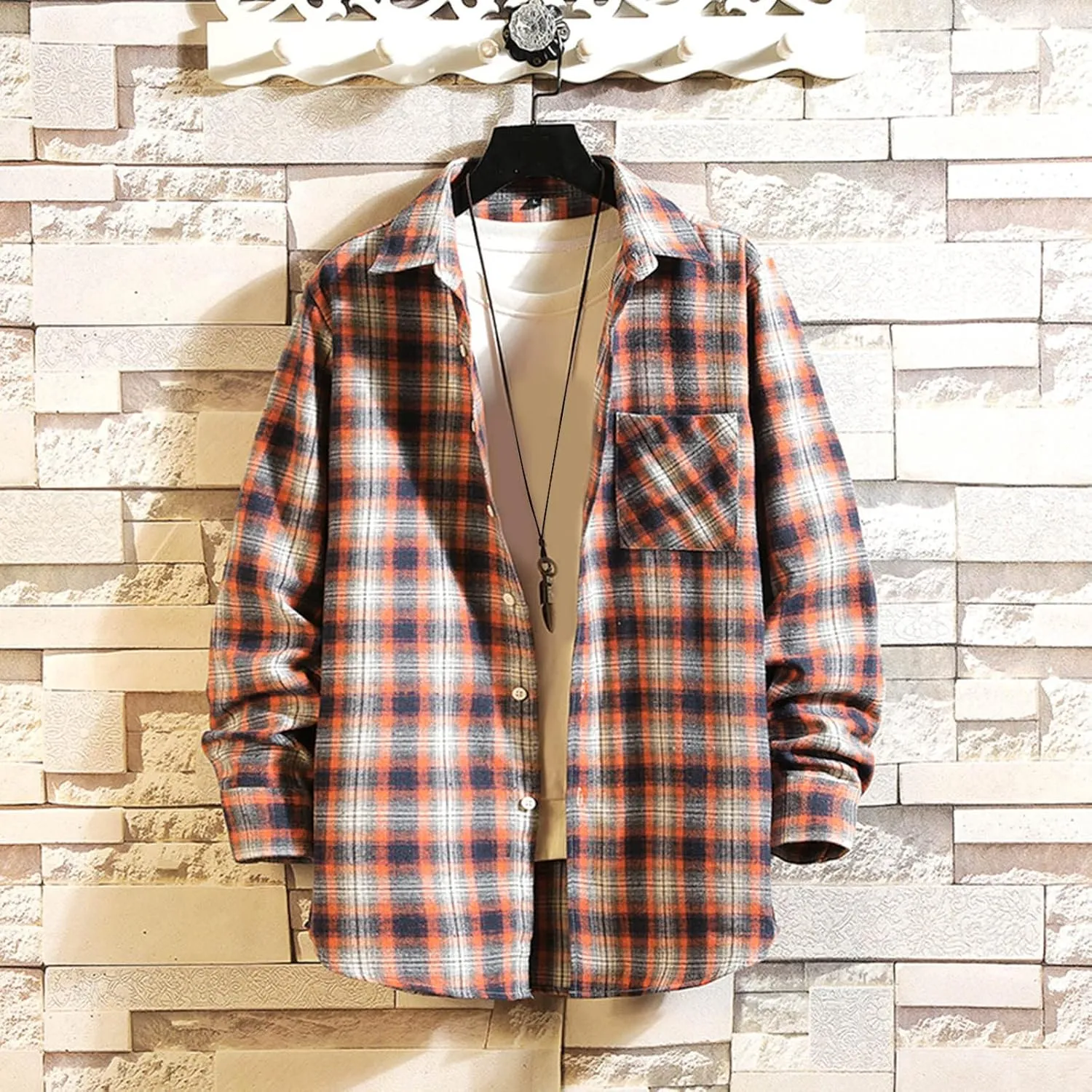 Buffalo Plaid Shirts Mens Flannel Checked Shirts Classic Fit Long Sleeve Cotton Tartan Lumberjack Work Shirts