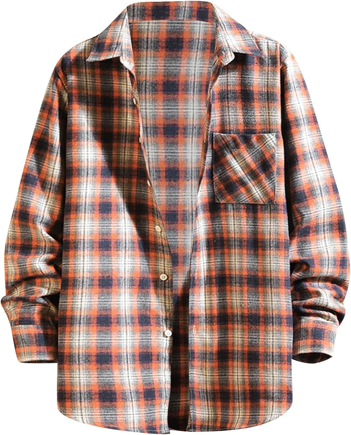 Buffalo Plaid Shirts Mens Flannel Checked Shirts Classic Fit Long Sleeve Cotton Tartan Lumberjack Work Shirts