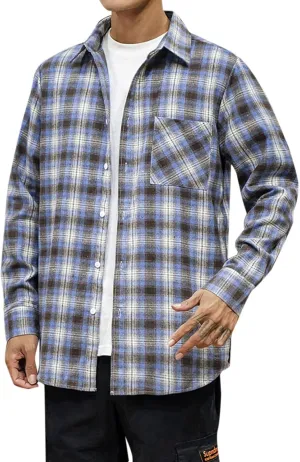 Buffalo Plaid Shirts Mens Flannel Checked Shirts Classic Fit Long Sleeve Cotton Tartan Lumberjack Work Shirts