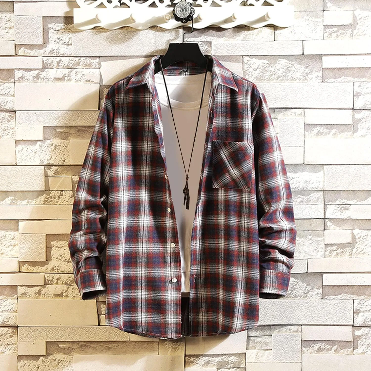 Buffalo Plaid Shirts Mens Flannel Checked Shirts Classic Fit Long Sleeve Cotton Tartan Lumberjack Work Shirts