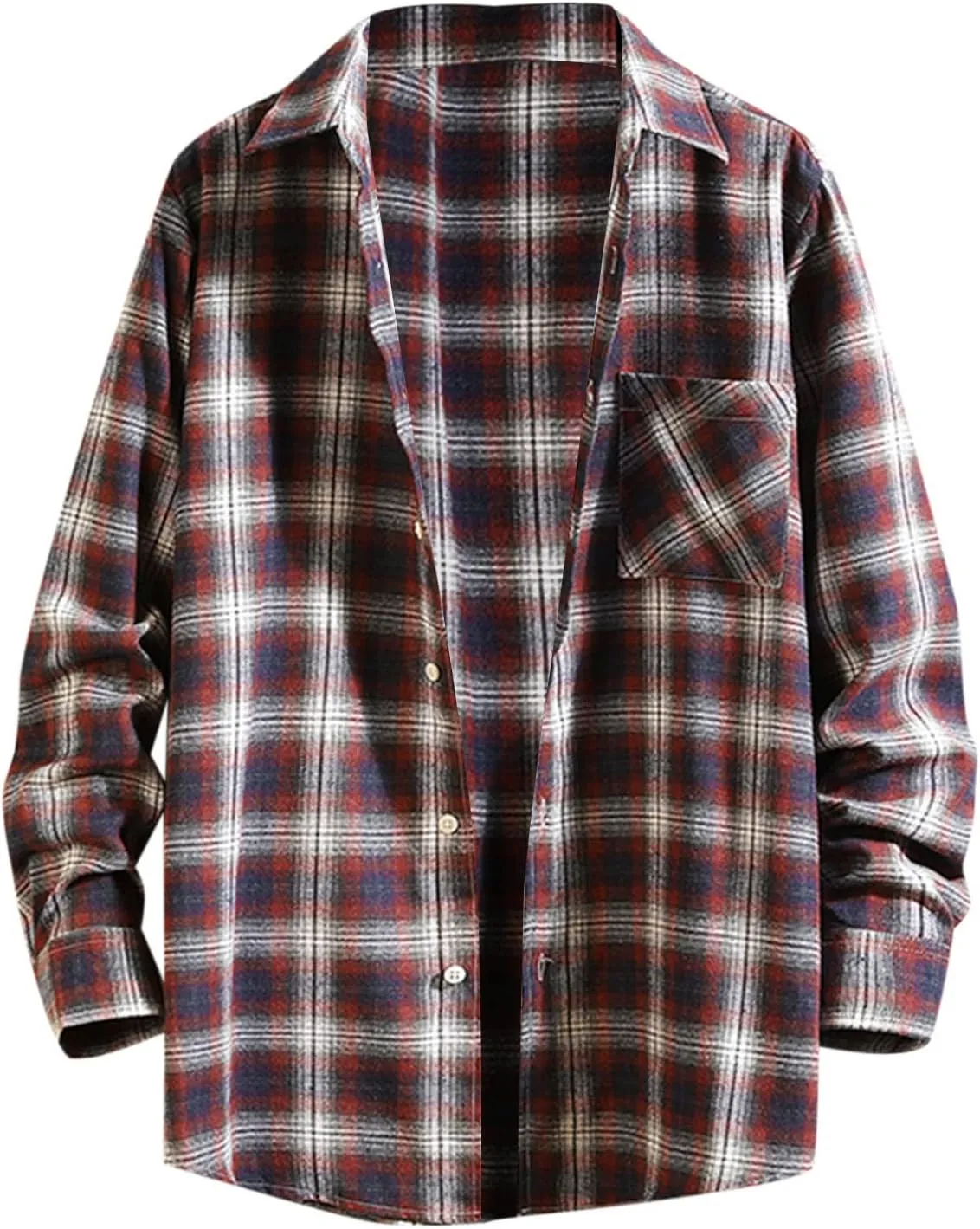 Buffalo Plaid Shirts Mens Flannel Checked Shirts Classic Fit Long Sleeve Cotton Tartan Lumberjack Work Shirts