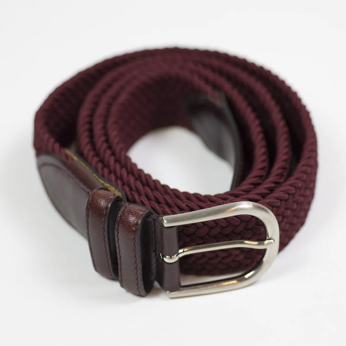 Burgundy "intreccio" elastic woven belt