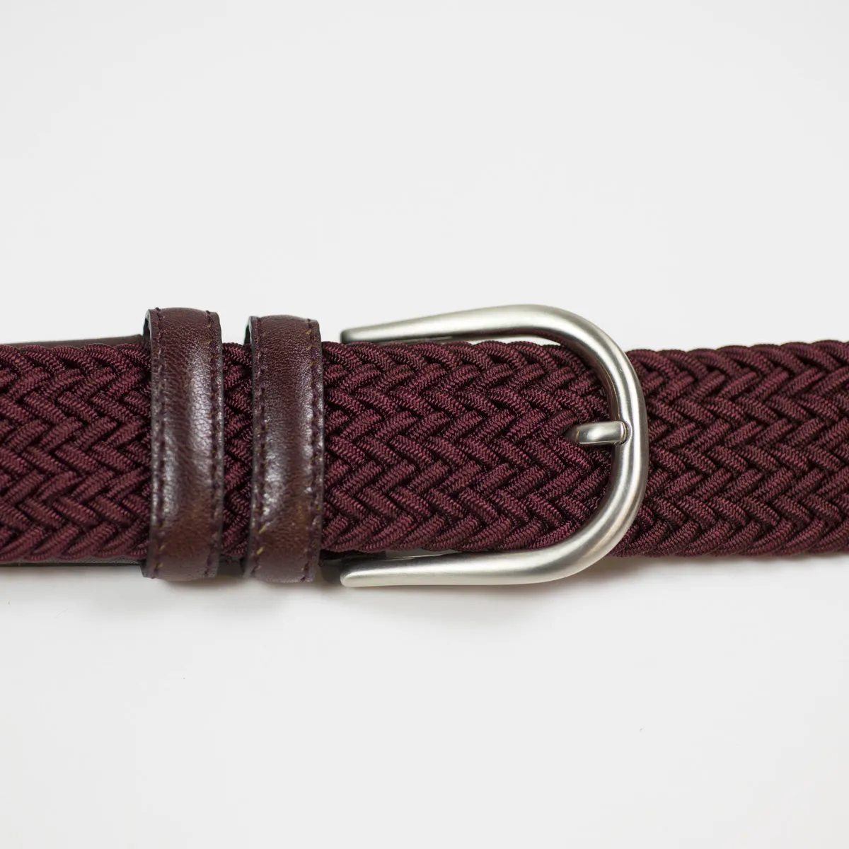 Burgundy "intreccio" elastic woven belt