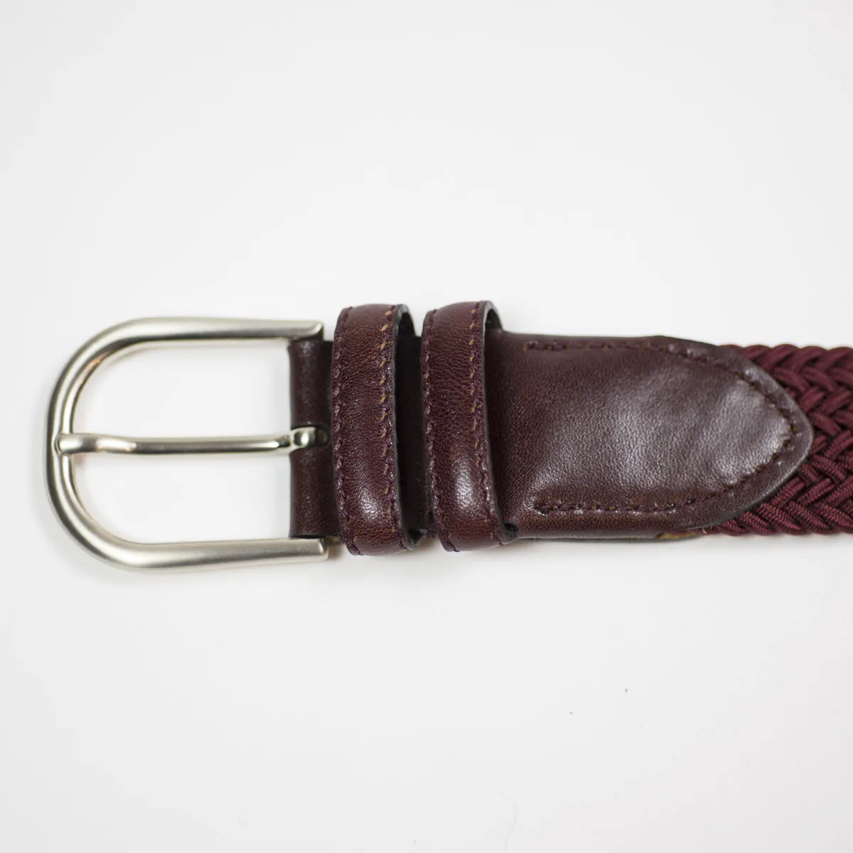 Burgundy "intreccio" elastic woven belt