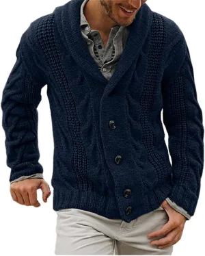 Button Down Cardigan Sweater Men Knit Cable Sweaters Oversized Fleece Cardigan Loose Casual Shirts Fall Winter Tops