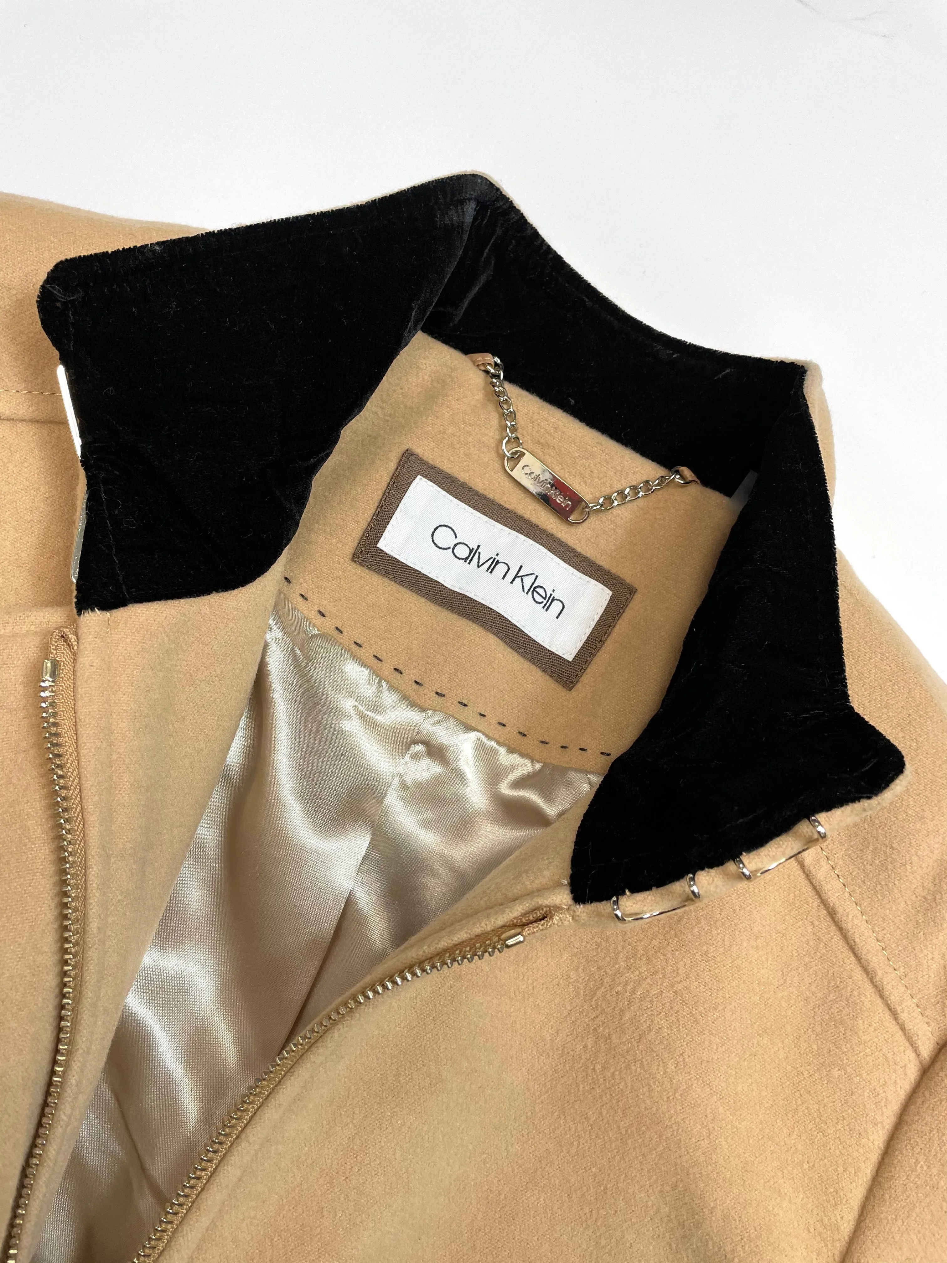 Calvin Klein Women’s Zip-up Trench Coat in Beige S