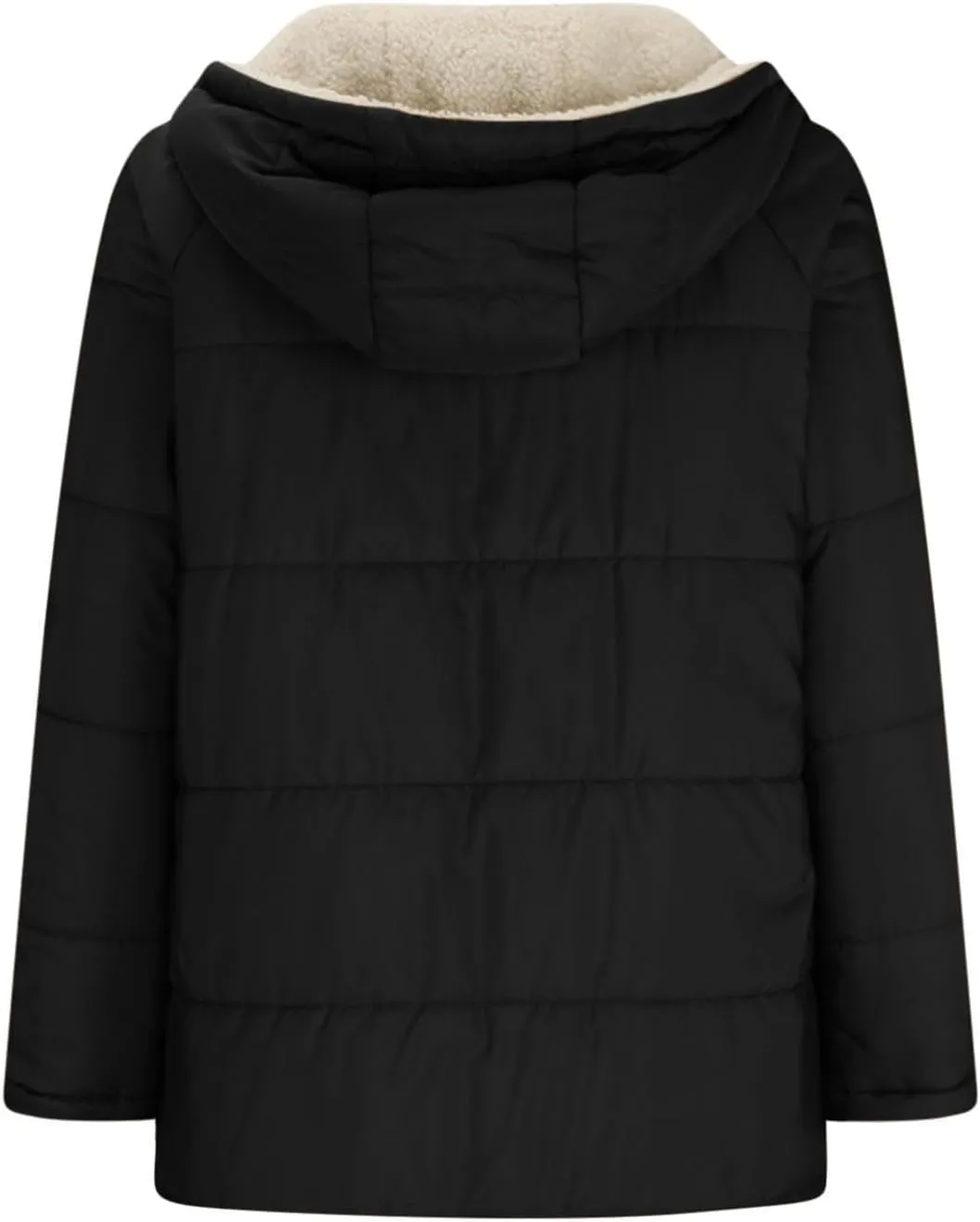 Canbebig Women's Quilted Winter Coats Hooded Fleece Jacket Warm Reversible Sherpa-Lined Jackets Full Zip Puffer Hoodies Coat