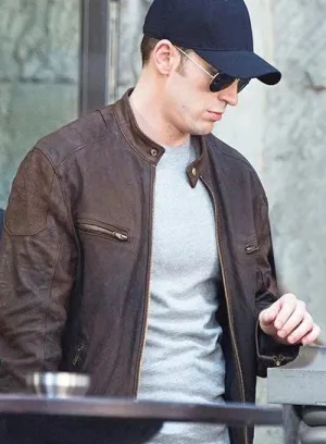 Captain America Brown Distressed Leather Jacket Worn By Steve Rogers | Steve Rogers Captain America Brown Distressed Leather Jacket