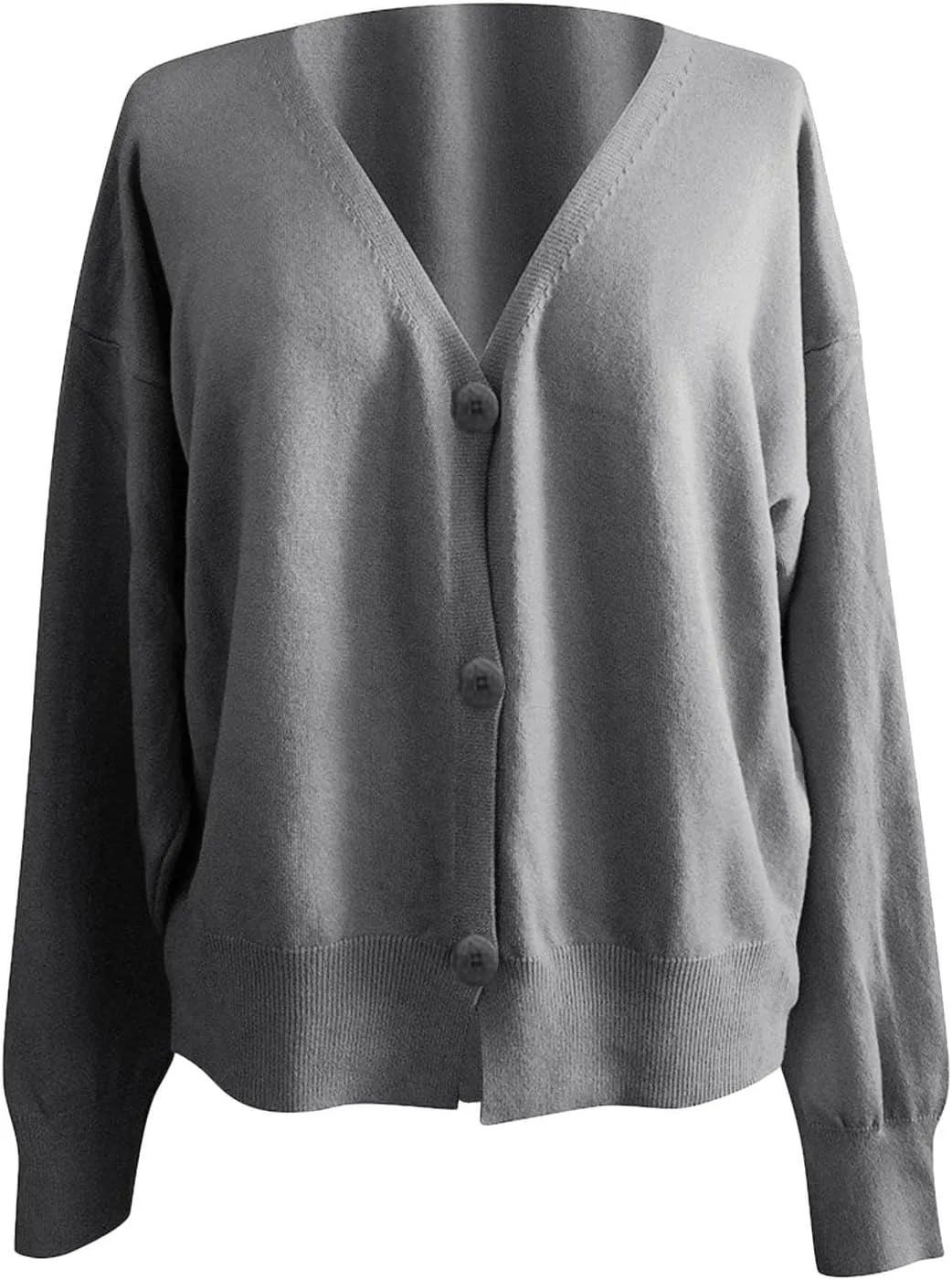 Cardigan Sweater for Women Cropped Knit Cardigans Open Front V-Neck Crochet Solid Sweaters Long Sleeve Button Up Tops