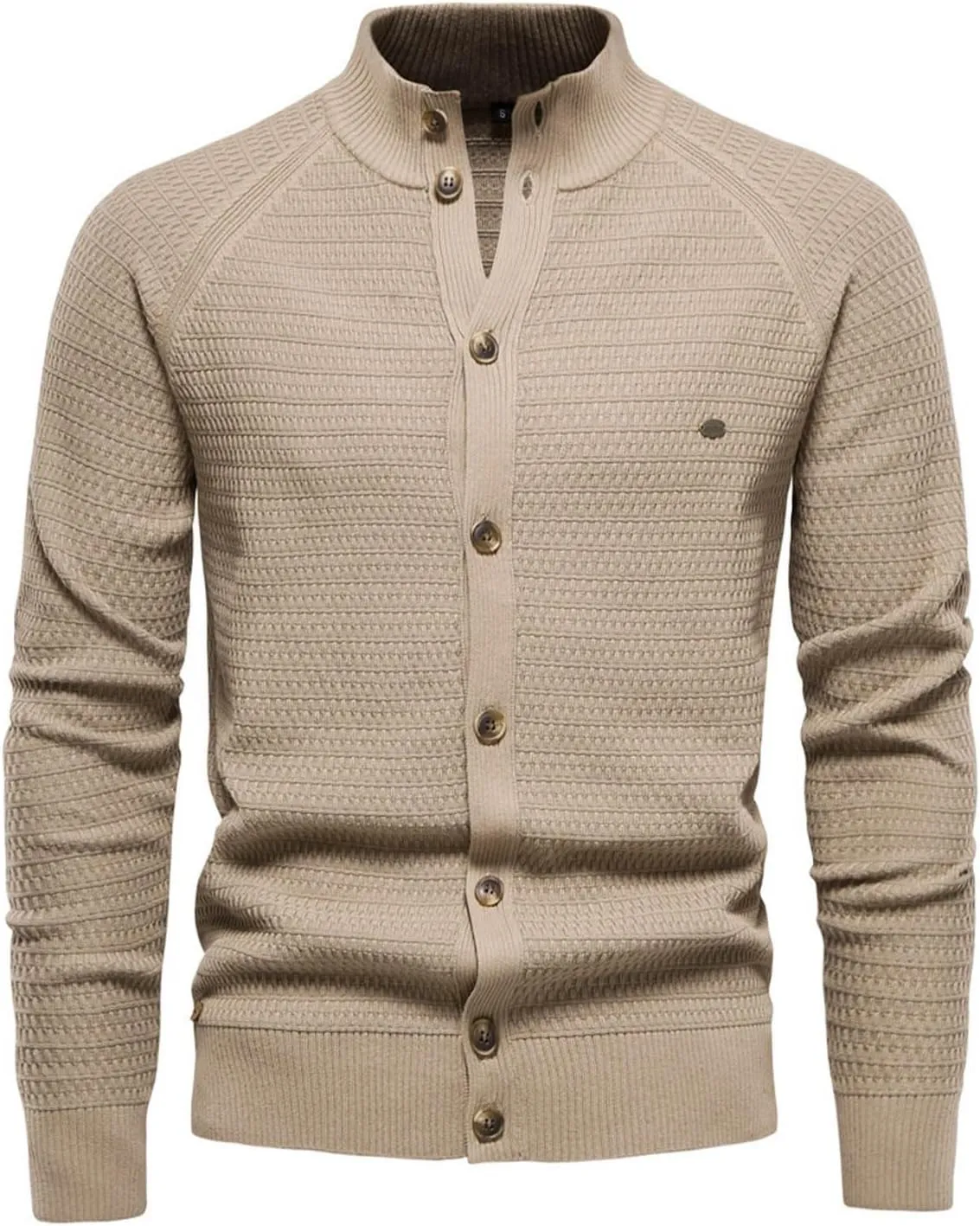 Cardigan Sweaters for Men Button Down Open Front Cardigan Stand Collar Sweater Vintage Cable Knit Sweater
