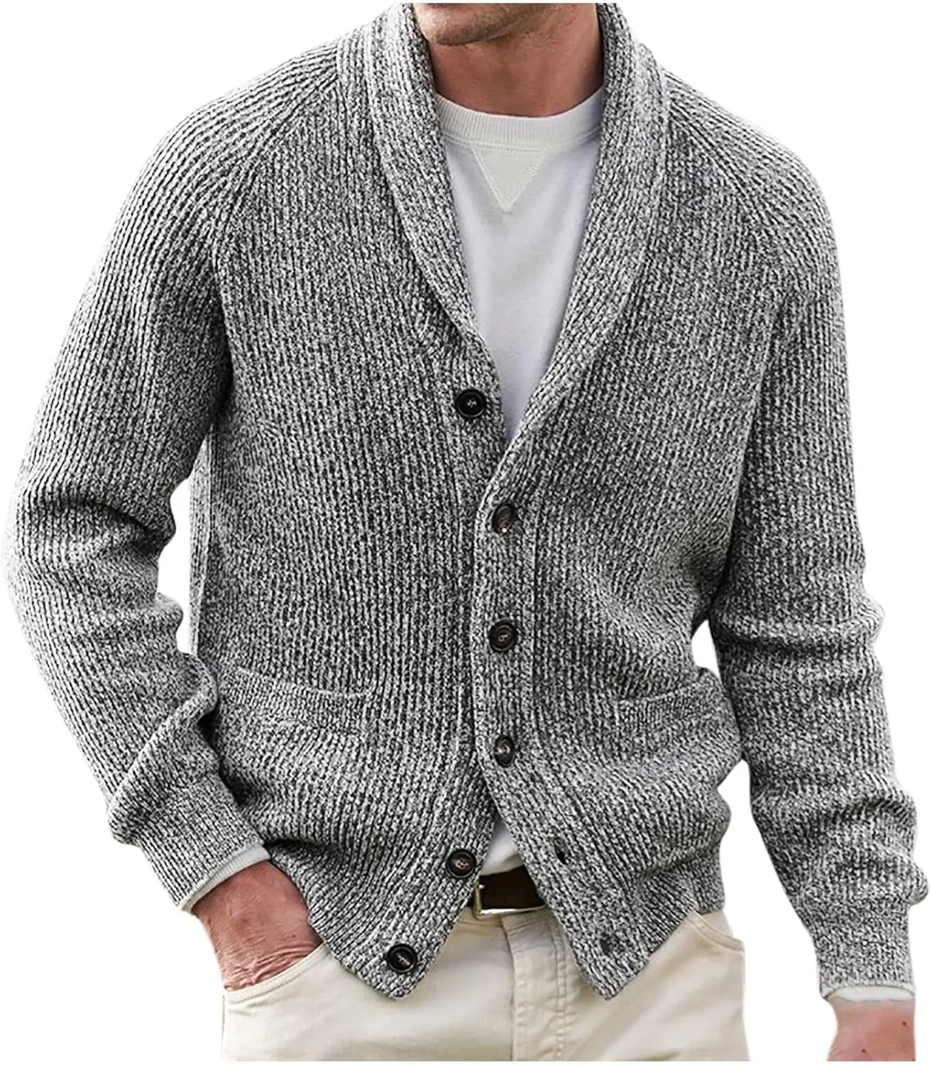 Cardigan Sweaters for Men,Button up Sweater Long Sleeve Knit Open Front Cardigans Fashion Fall Winter Sweater