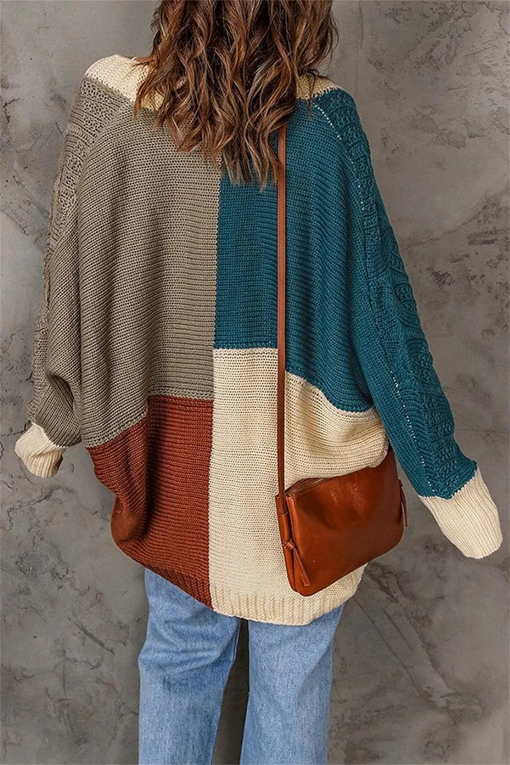 Cardigan Sweaters for Women Casual Long Sleeve Color Block Chunky Cable Knit Open Front Cardigans Fall Sweater Coats