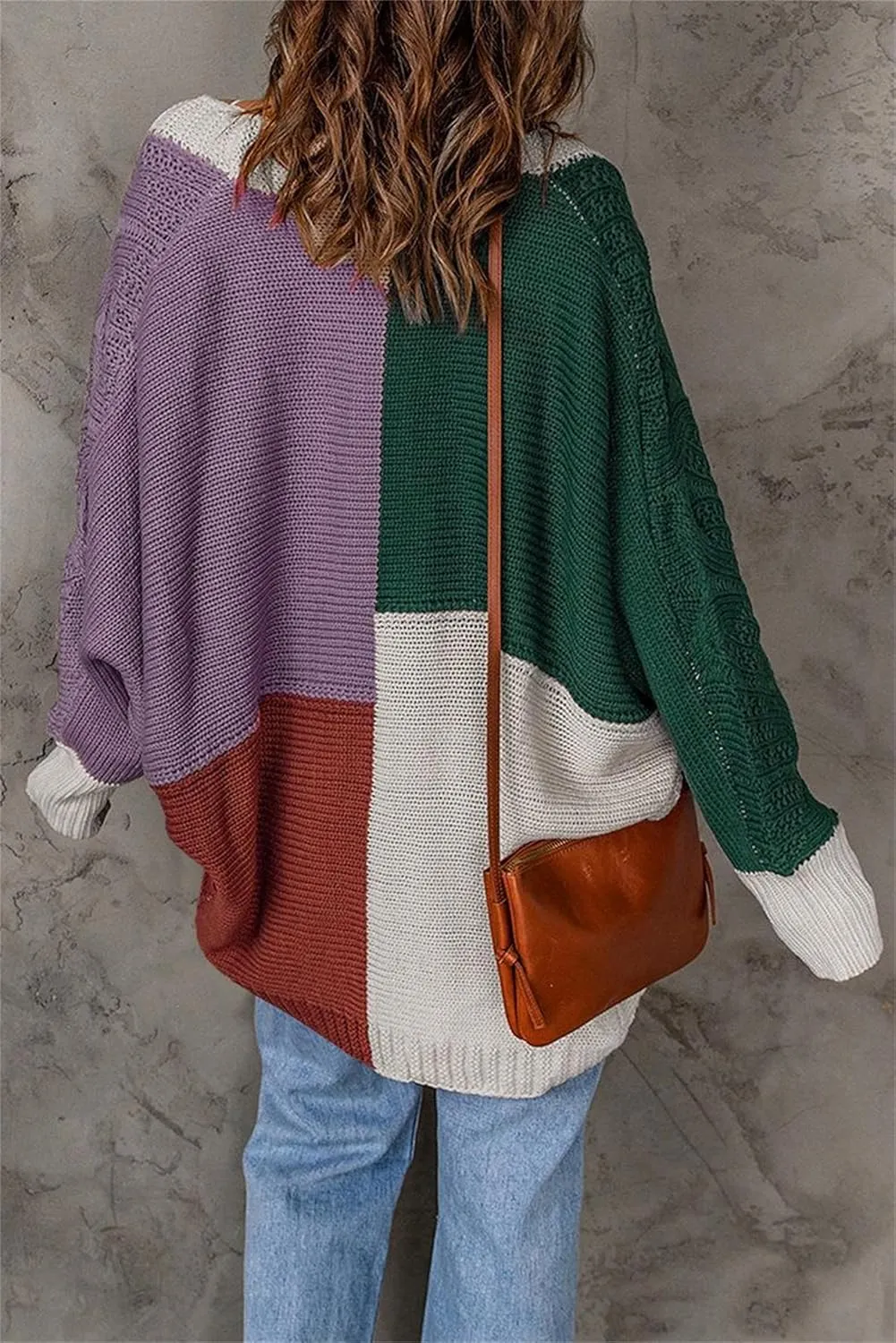 Cardigan Sweaters for Women Casual Long Sleeve Color Block Chunky Cable Knit Open Front Cardigans Fall Sweater Coats