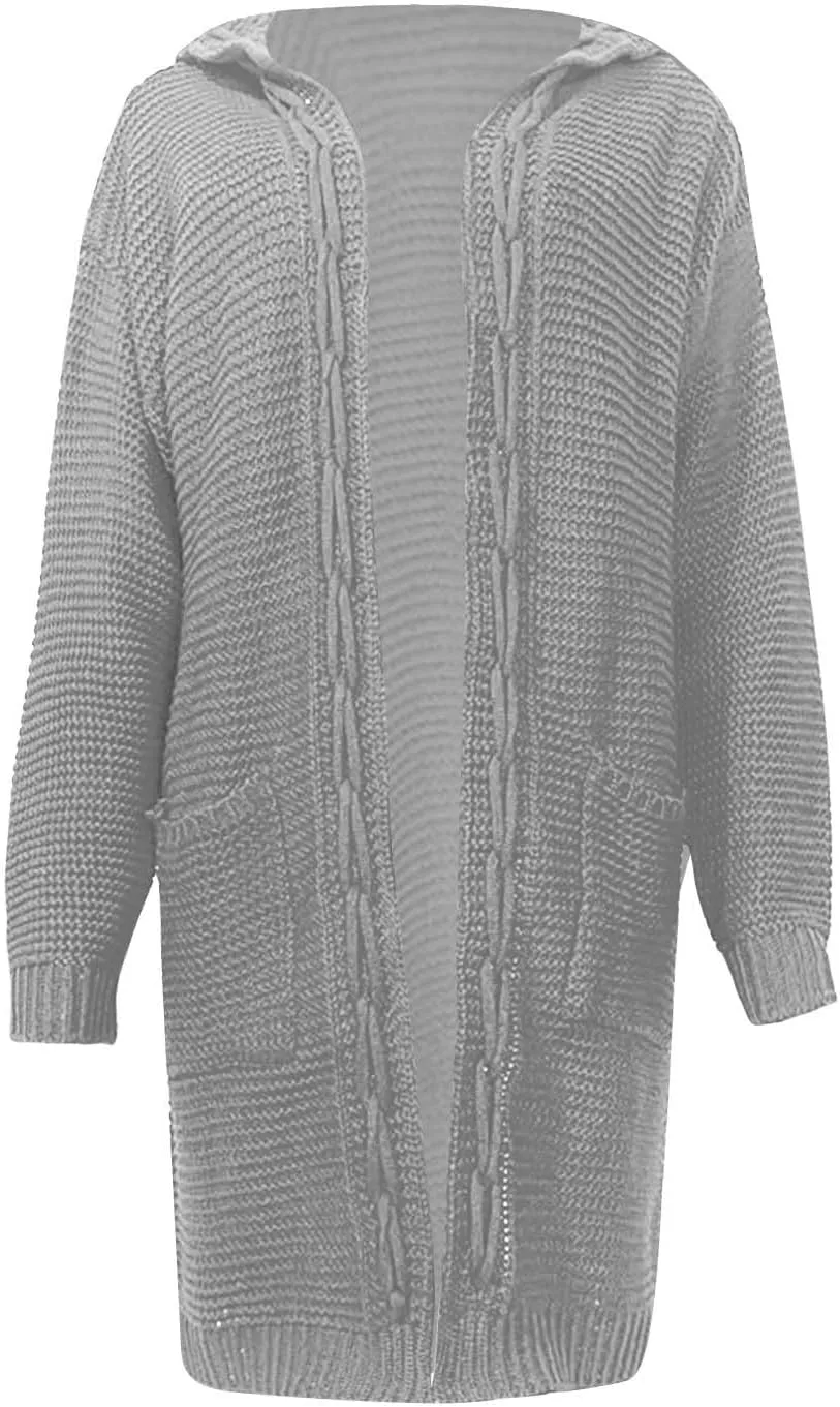 Cardigan Sweaters for Women Plus Size Fall Open Front Chunky Knit Sweater Loose Fit Chunky Knit Outerwear Coat 2024