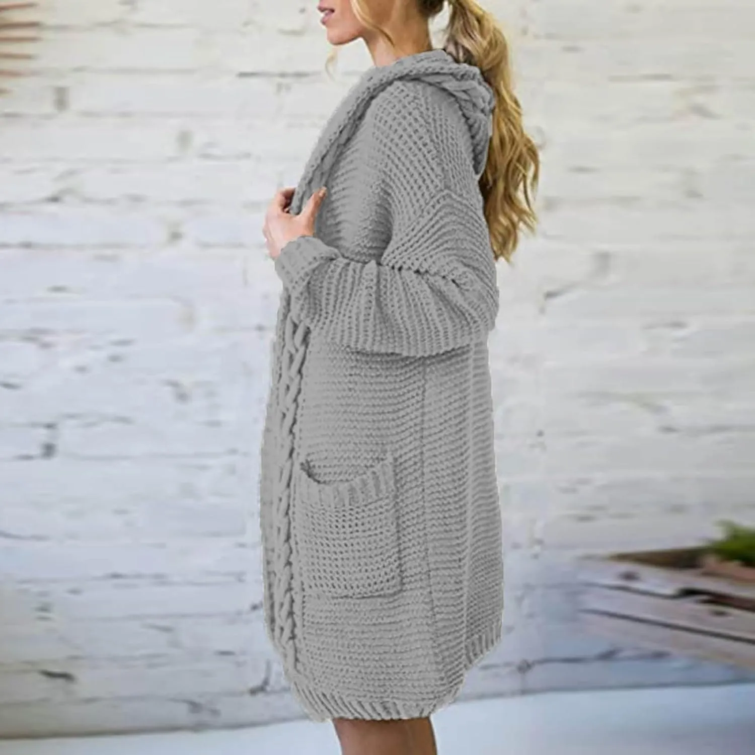 Cardigan Sweaters for Women Plus Size Fall Open Front Chunky Knit Sweater Loose Fit Chunky Knit Outerwear Coat 2024