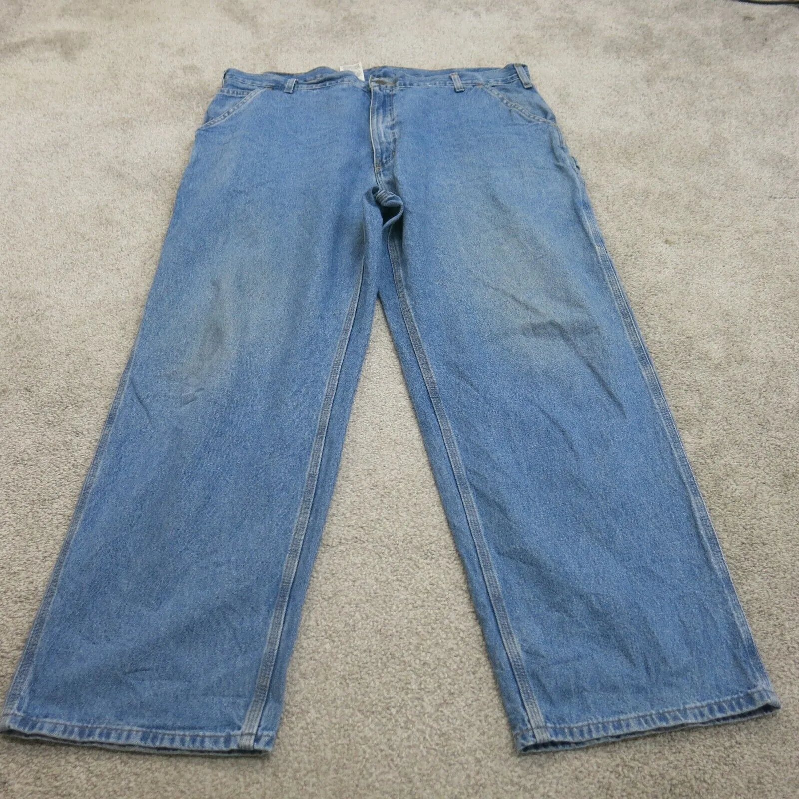 Carhartt Jeans Mens 42X32 Blue Denim Stretch Original Fit 100% Cotton Wide Leg
