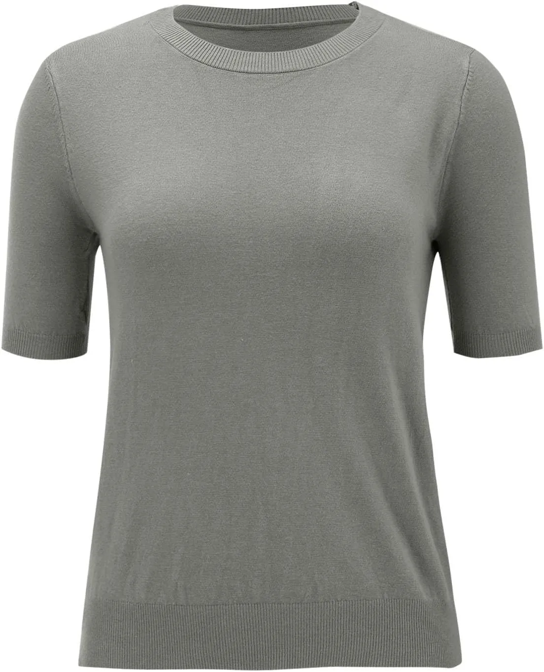 Cashmere Sweaters for Women 2025 Casual Crew Neck Short Sleeve Wool Sweater Lightweight Soft Knitted T-Shirt Tops