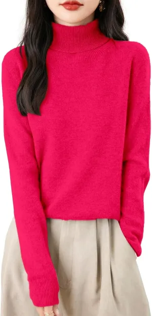 Cashmere Sweaters for Women Long Sleeve Turtleneck Sweater Pullover Winter Spring Soft Warm Cozy Wool Knit Sweater