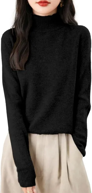 Cashmere Sweaters for Women Long Sleeve Turtleneck Sweater Pullover Winter Spring Soft Warm Cozy Wool Knit Sweater