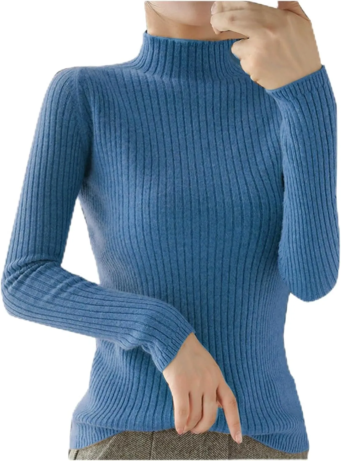Cashmere Sweaters for Women Stretchy Warm Turtleneck Knitted Base Sweaters Casual Soft Long Sleeve Cashmere Sweaters